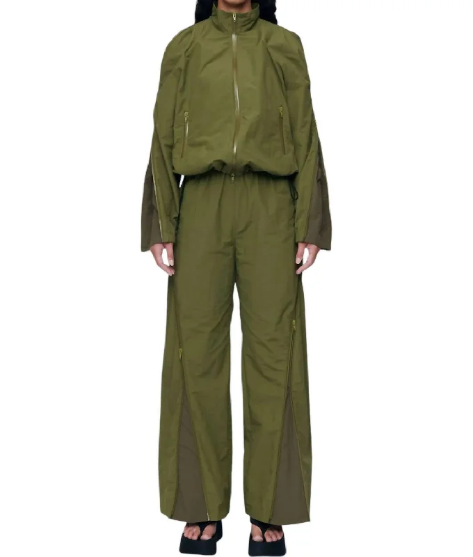 Zipper Bungy Jacket In Khaki