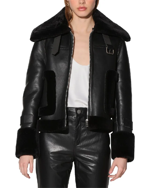 Price Rollback Walter Baker Lianna Boxy Fit Leather Jacket