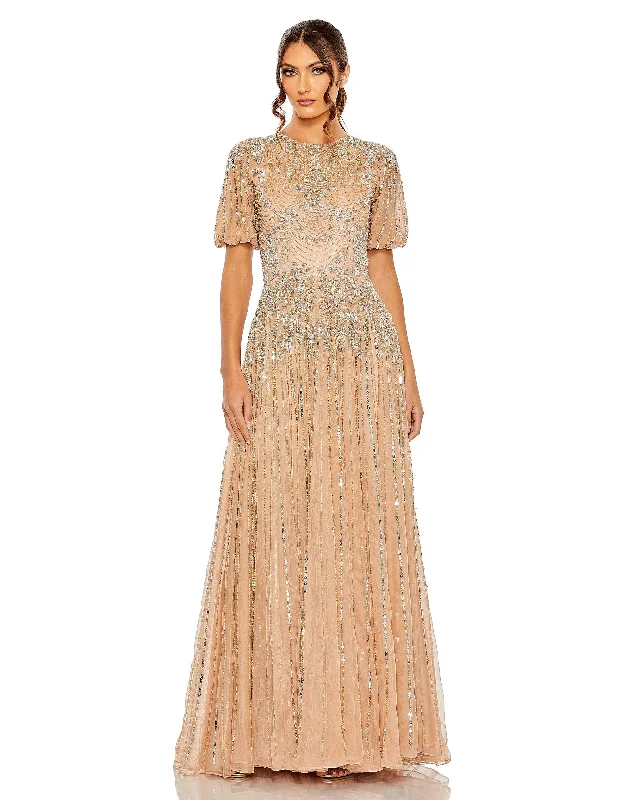 Super Deal Mac Duggal 5991 Glitter Long A Line Formal Gown