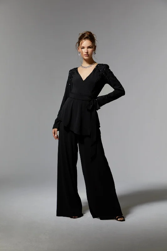 Huge Savings MGNY Madeline Gardner New York 72911 Long Sleeve Formal Beaded Pant Suit