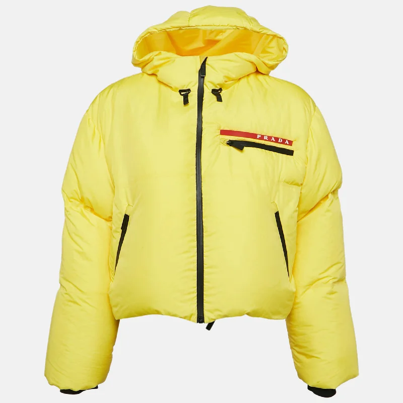 Time-Limited Offer Prada Sports Yellow Technical Synthetic Puffer Down Jacket