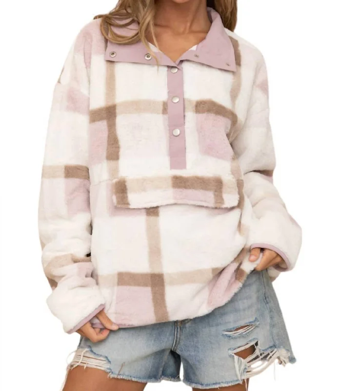 Soft Fur Pullover In Off White Multi