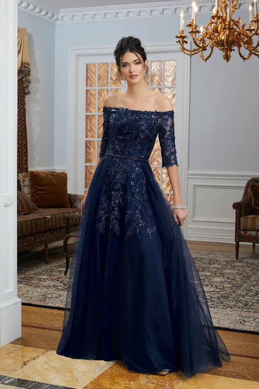 Shop and Save MGNY Madeline Gardner New York 72834 Long Formal Gown with Detachable Overskirt