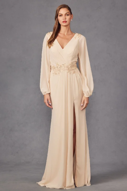 The Best Prices Juliet JTM16A Beaded Long Sleeve Formal Mother of The Bride Dress