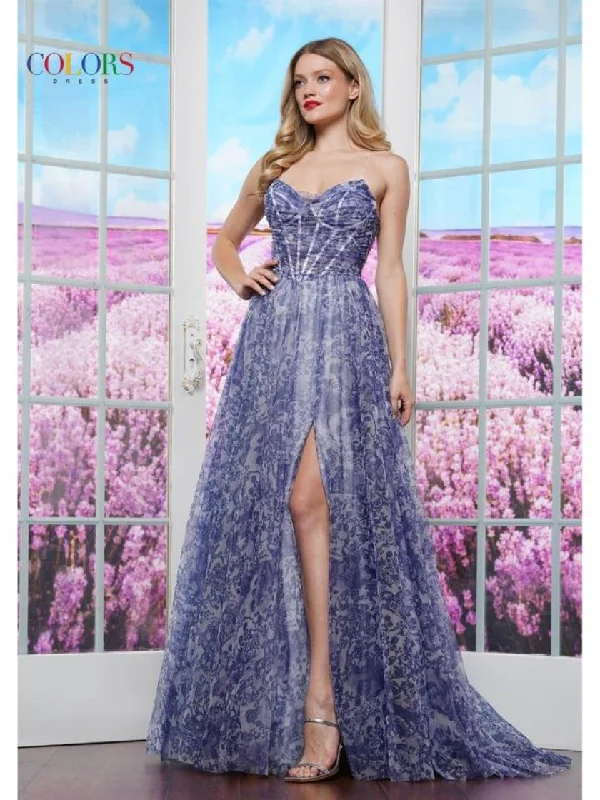 Lowest Price Colors 3617 Long Formal A Line Print Prom Dress