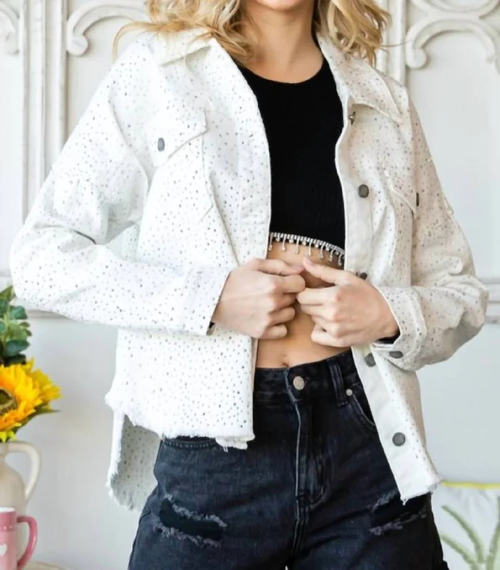 Fantastic Deals Sparkle Denim Jacket In White