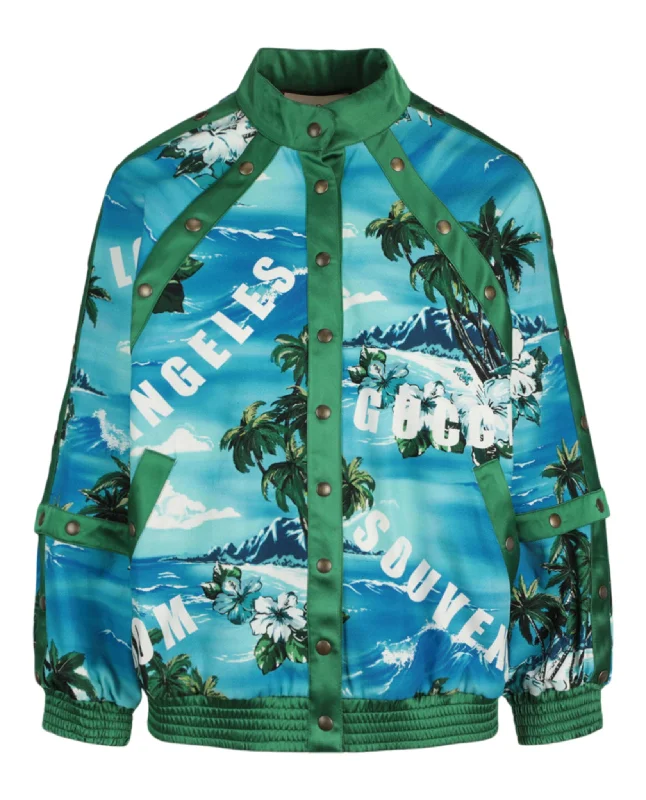 Price Slash Palm Tree Bomber Jacket