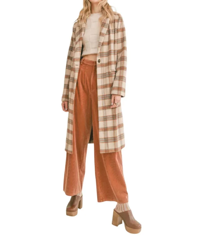 Nature Lover Plaid Coat In Taupe