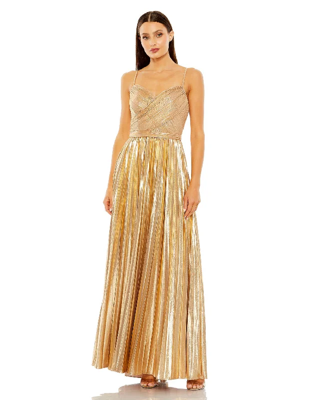 Sale Event Mac Duggal 27489 Long Metallic Pleated Formal Prom Dress