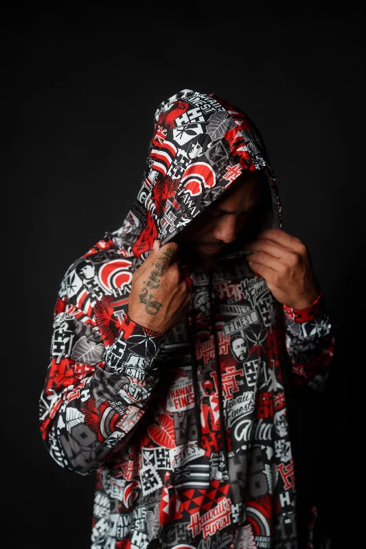 HILO RED STICKERBOMB LONGSLEEVE W/HOOD