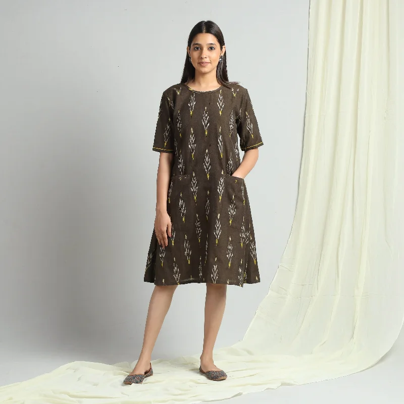 Super Deal Brown - Pochampally Ikat Weave Cotton Dress