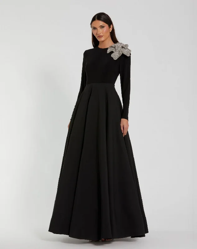 Stock Up and Save Mac Duggal 11832 Long Sleeve 3D Flower Formal Dress