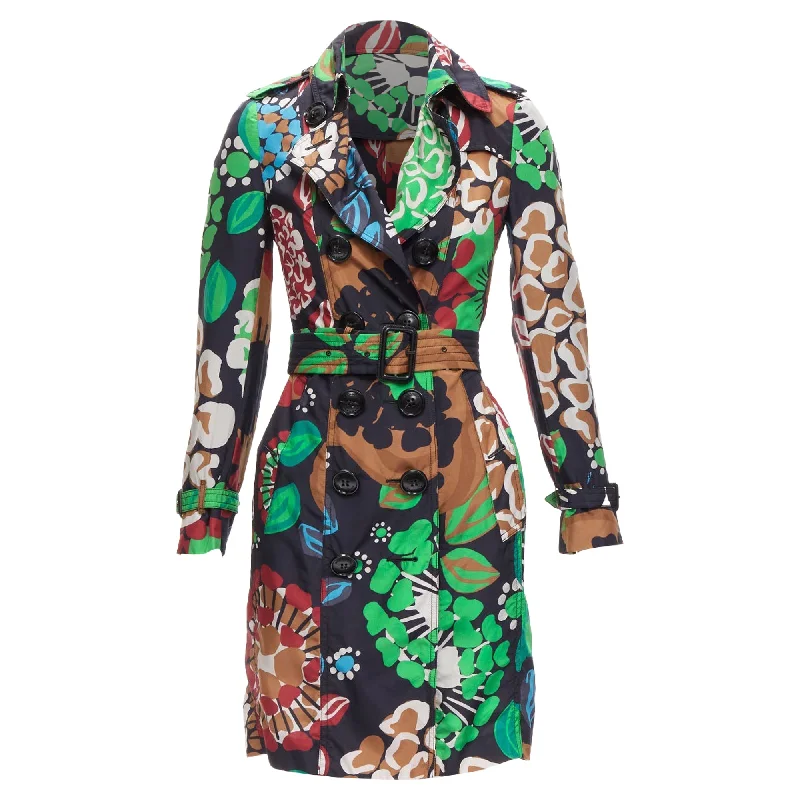 Burberry Prorsum silk tropical floral print trench coat