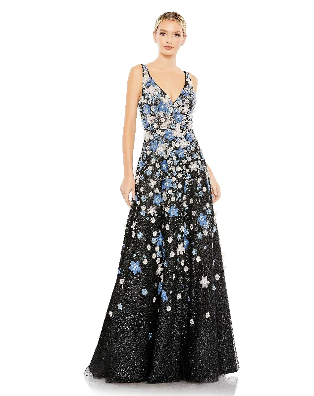 Super Deal Mac Duggal A11169 Long Floral A Line Formal Prom Dress
