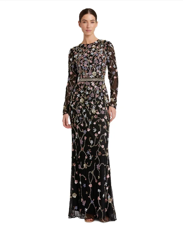 Special Discount Mac Duggal 6135 Long Sleeve Beaded Formal Dress