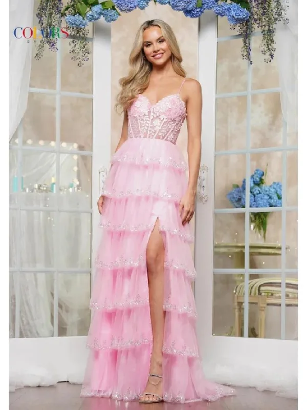 Year-End Sale Colors 3635 Long Formal Fitted Ruffle Prom Dress