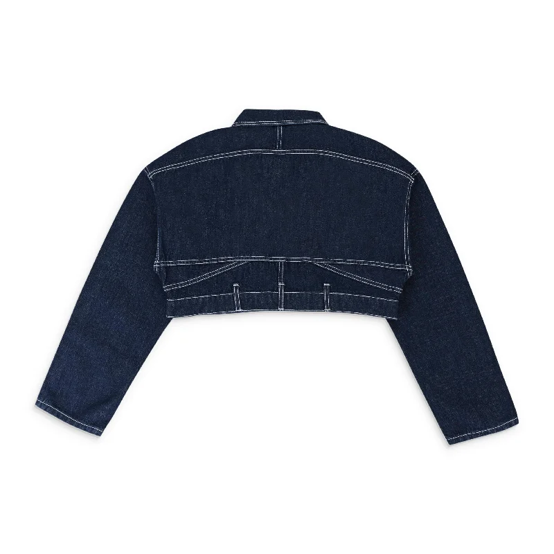 Incredible Offers SEVIGNY X OC CROPPED RECONSTRUCTED DARK INDIGO DENIM JACKET XS