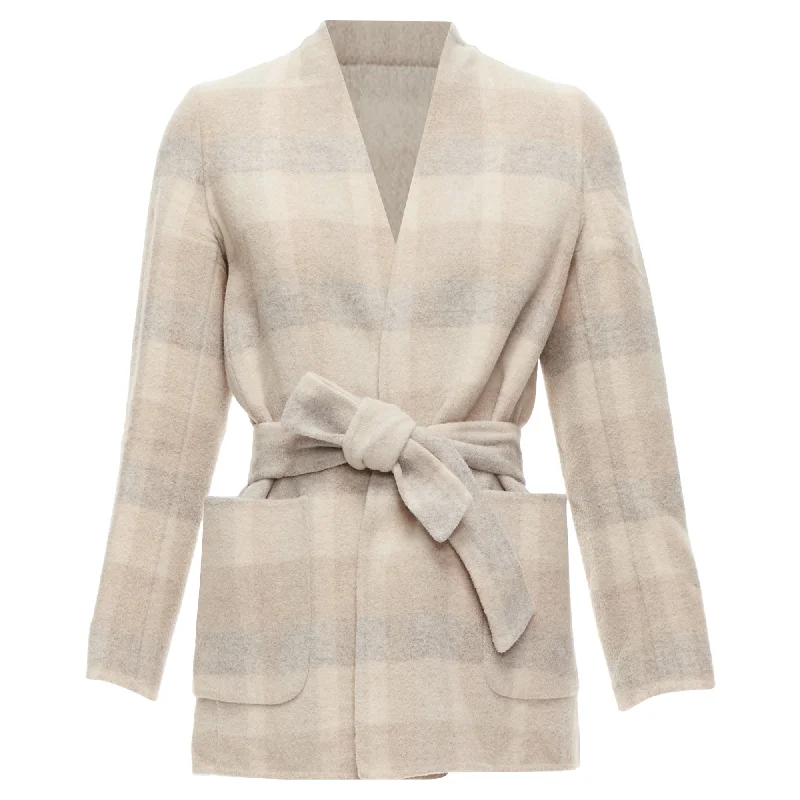 Best Bargains Max Mara Cucito Amano Double Face Angora Wool Checked Belt Jacket