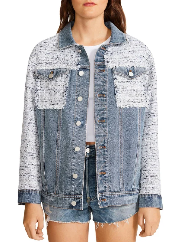 Limited Time Womens Denim Tweed Trucker Jacket