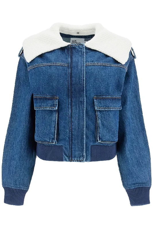 Can't Be Beat Self Portrait Women's blue Bomber Jacket For