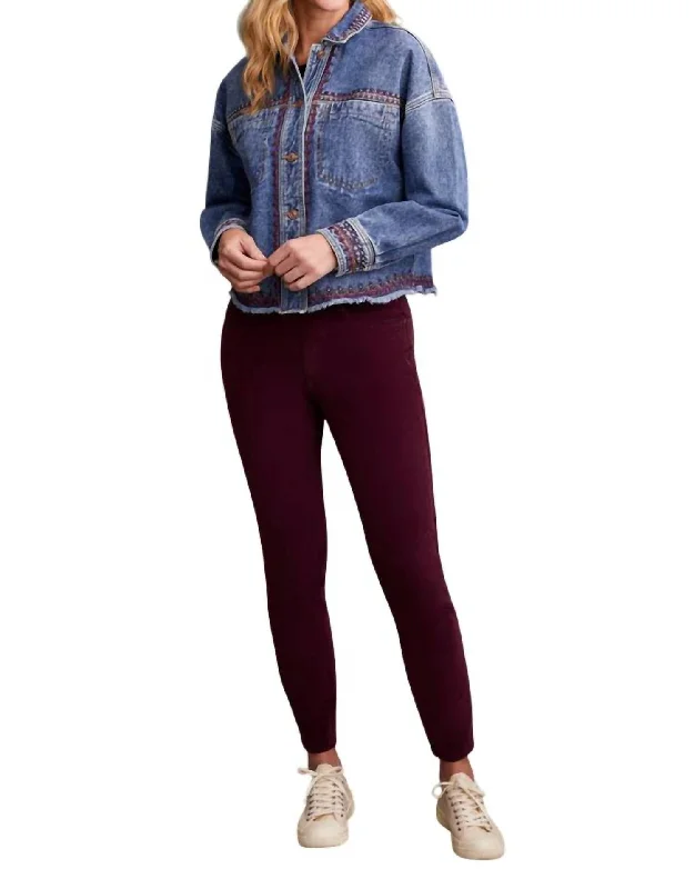Reduced Prices Embroidered Denim Shacket In Denim/embroidery