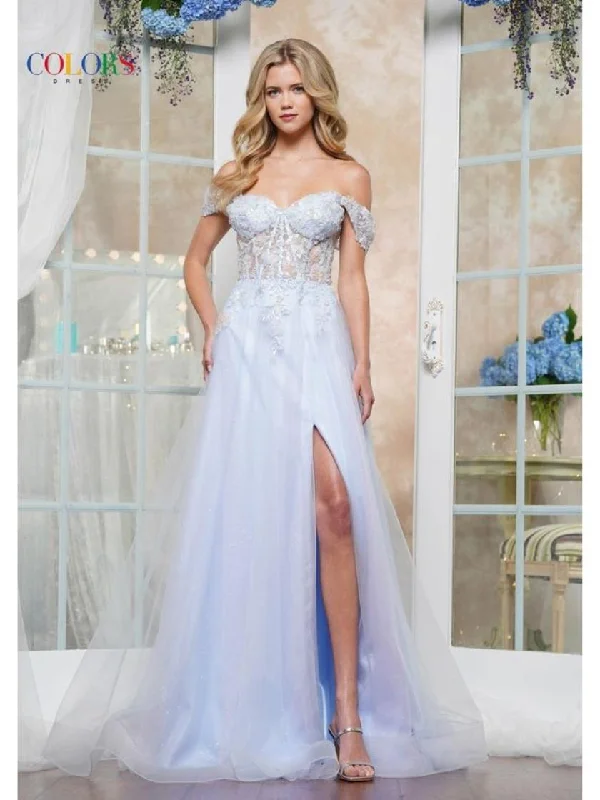 Colors 3498 Fitted Long Formal Evening Prom Dress