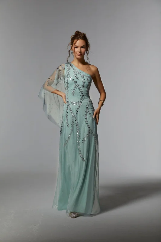 Super Deal MGNY Madeline Gardner New York 72935 Long Formal Evening Cape Dress