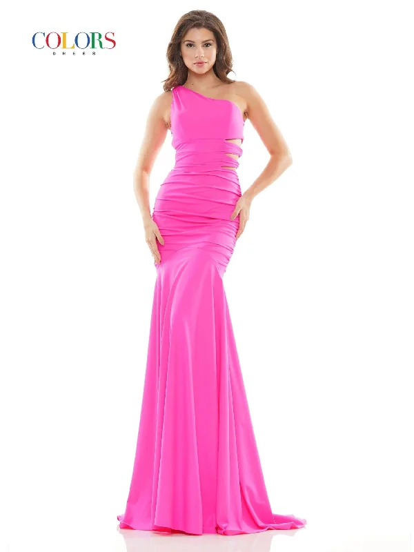 Can't Be Beat Colors 2693 Colors Long One Shoulder Fitted Prom Dress