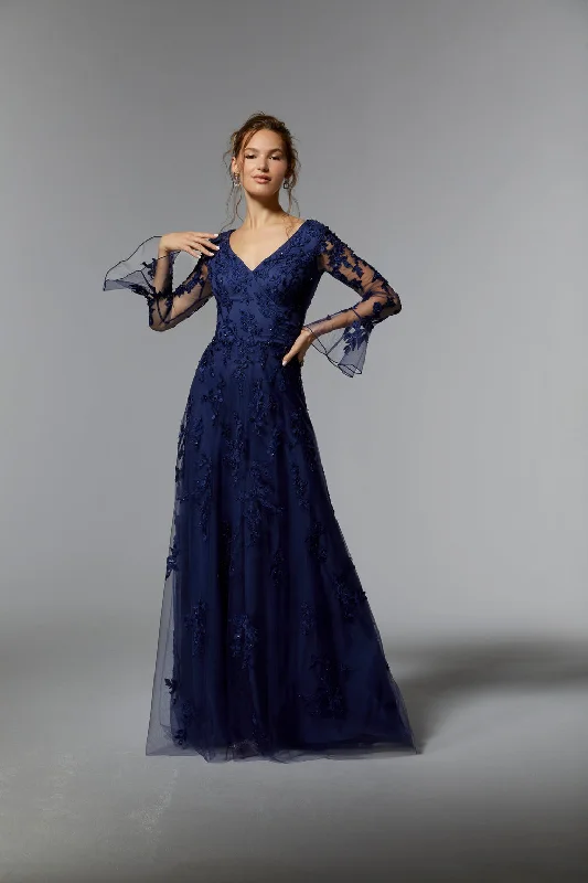 Today’s Deal MGNY Madeline Gardner New York 72929 Long Sleeve Beaded Formal Gown