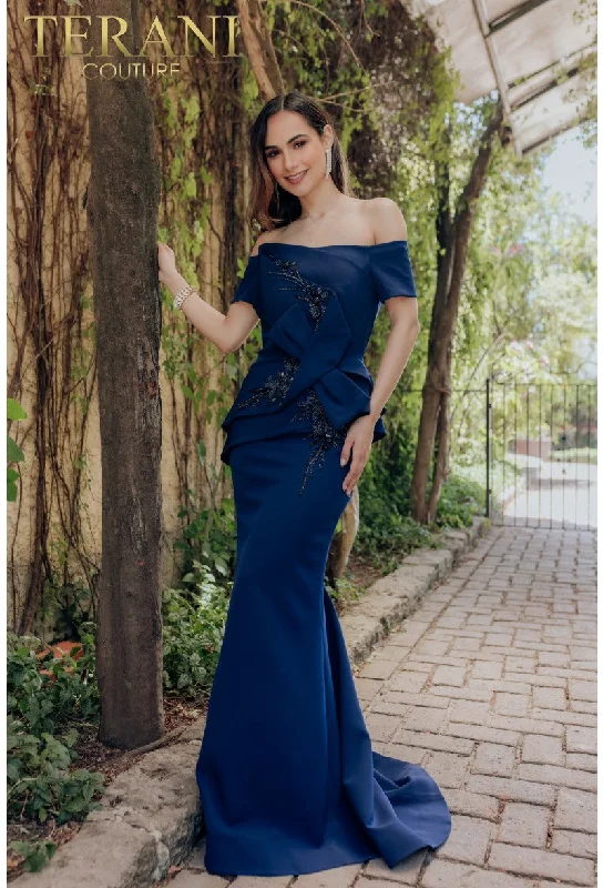 One-DAY Sale Terani Couture 232M1561 Long Formal Prom Beaded Mermaid Dress