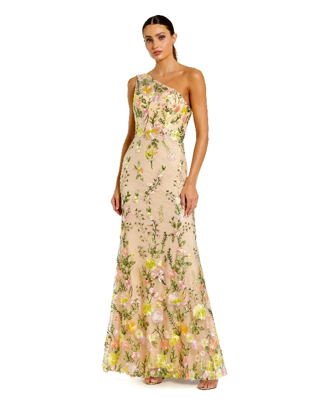 Super Sale Mac Duggal 68606 Long Fitted Floral Prom Formal Dress