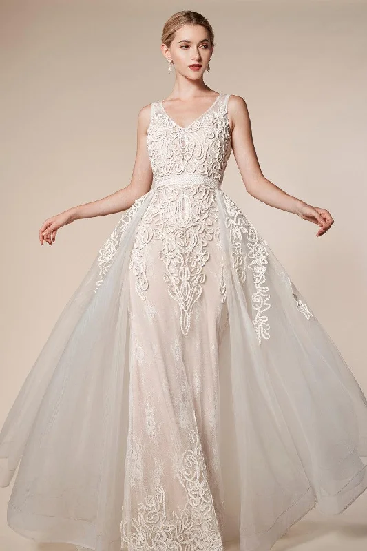 Mega Sale Cinderella Divine CD5143 Sleeveless Long Fitted Wedding Gown