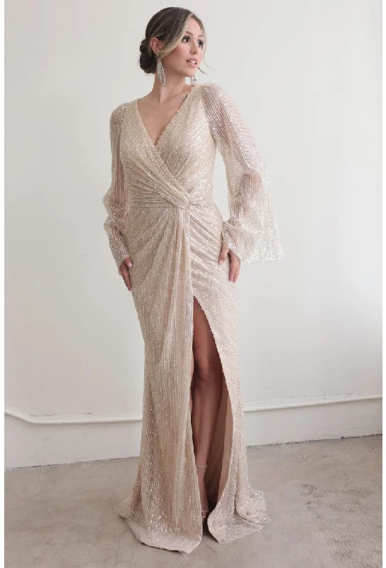 Huge Discounts Terani Couture 242M3360 Sequins Long Sleeve Mother of the Bride Dress