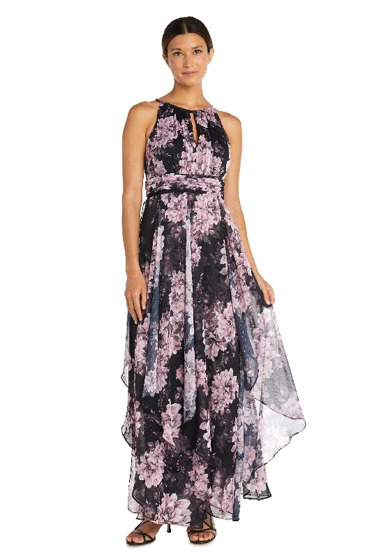 Time-Limited Offer R&M Richards 7928 Long Formal Floral Halter Dress