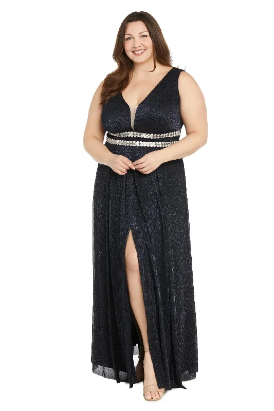 Huge Discounts R&M Richards 3138W Long Plus Size Metallic Evening Formal Dress