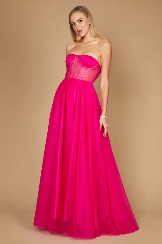 Blowout Sale Corset Prom Party Dress Formal Ball Gown Fuchsia