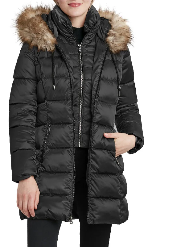 Womens Satin Cold Weather Puffer Jacket