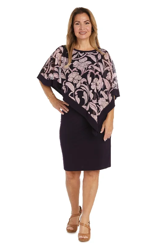 Amazing Deals R&M Richards 9704P Short Floral Print Poncho Petite Cocktail Dress