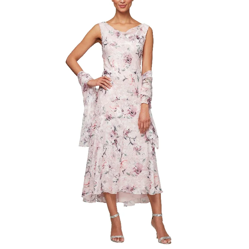 Final Markdown Alex Evenings AE8175719 High Low Floral Chiffon Dress