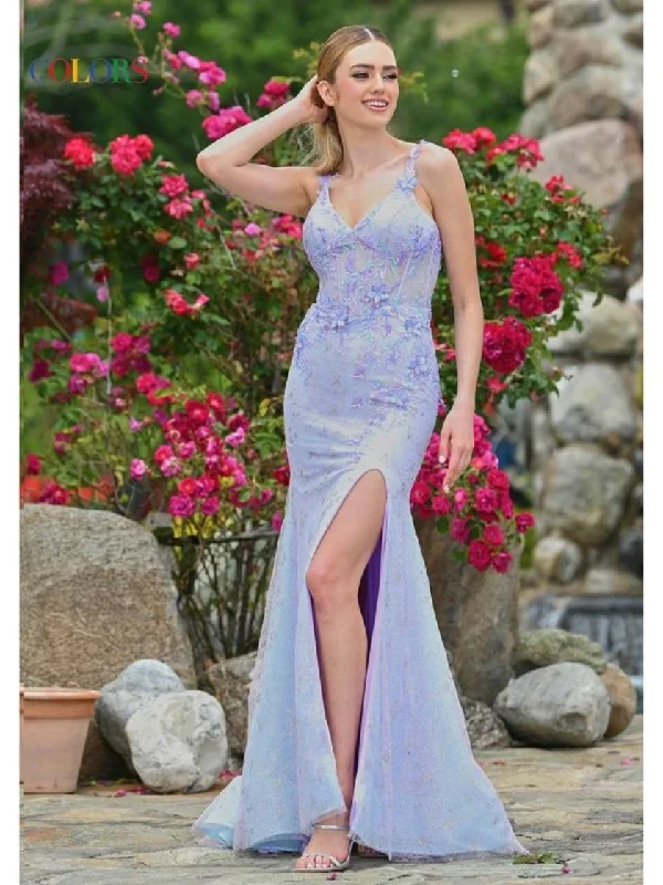 Seasonal Sale Colors 3526 Long Floral Glitter Formal Prom Dress