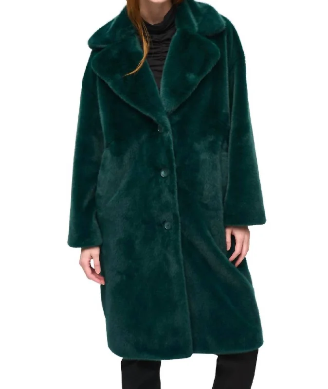 Deal Dash Faux Fur Coat In Absolute Green