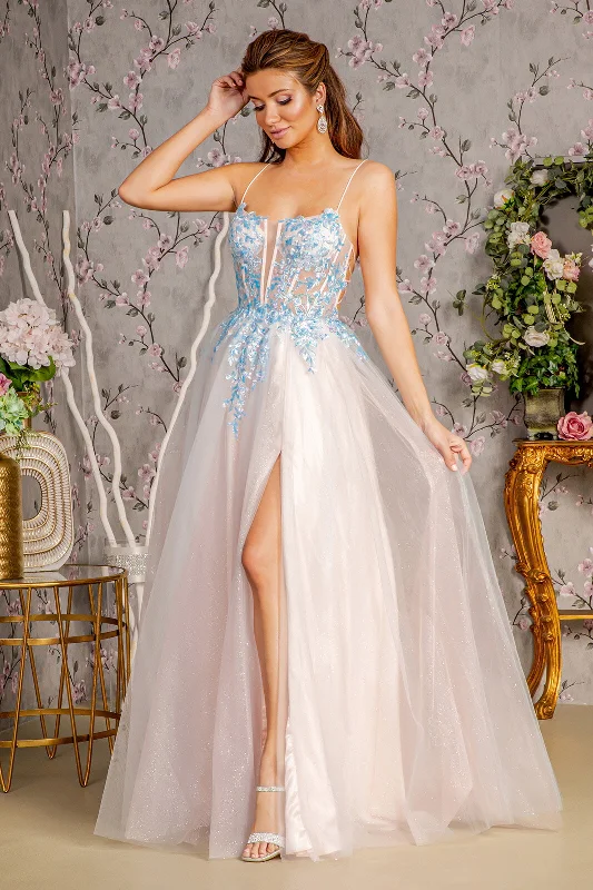 Glitter Sequin A Line Long Formal Prom Dress