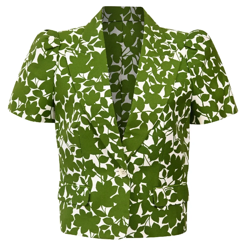 Price Fest Michael Kors Printed Short Sleeve Blazer in Green Cotton