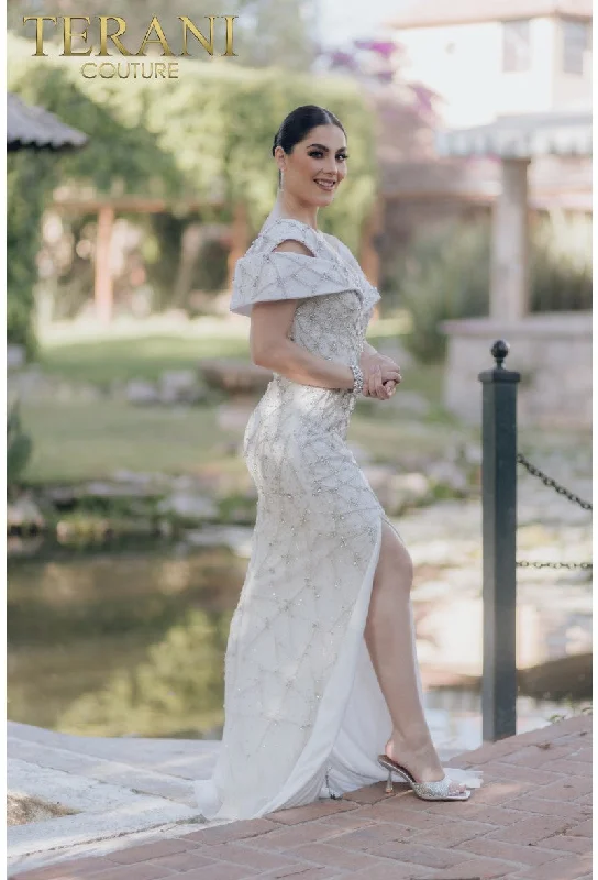 Shop and Save Terani Couture 232GL1466 Long Beaded Formal Evening Prom Dress