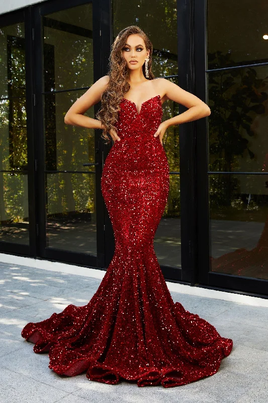 Portia And Scarlett 21208 Strapless Long Prom Dress Red