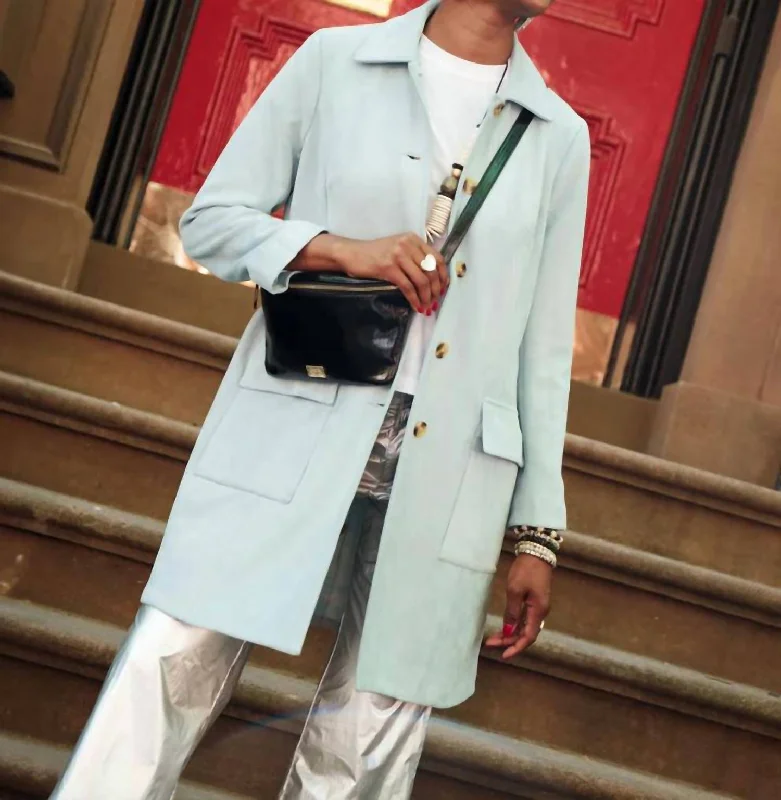 Steals and Deals Barn Microsuede Jacket In Powder Blue