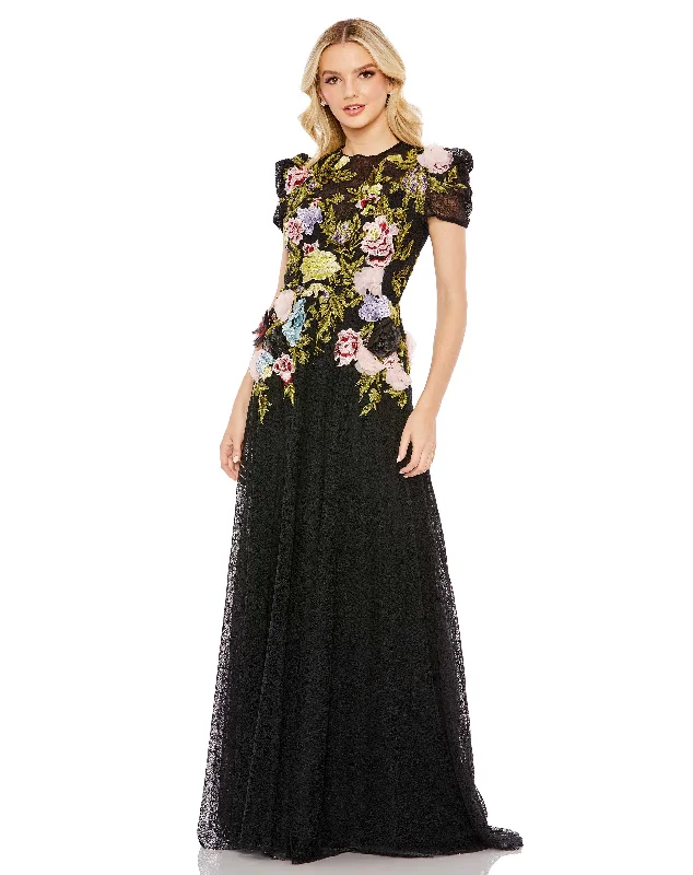Massive Deals Mac Duggal 11411 Floral Long Formal Evening Dress
