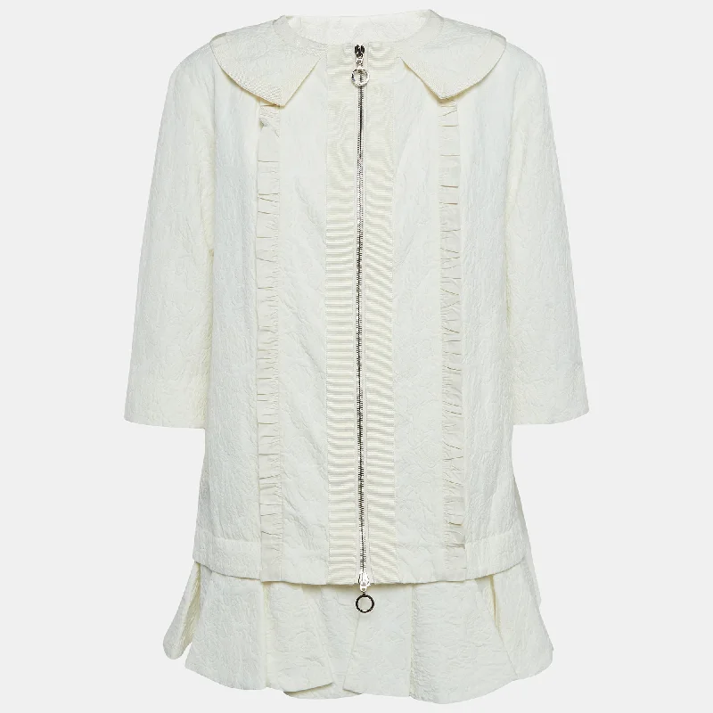 Price Cut Moncler Off White Floral Jacquard Elea Jacket