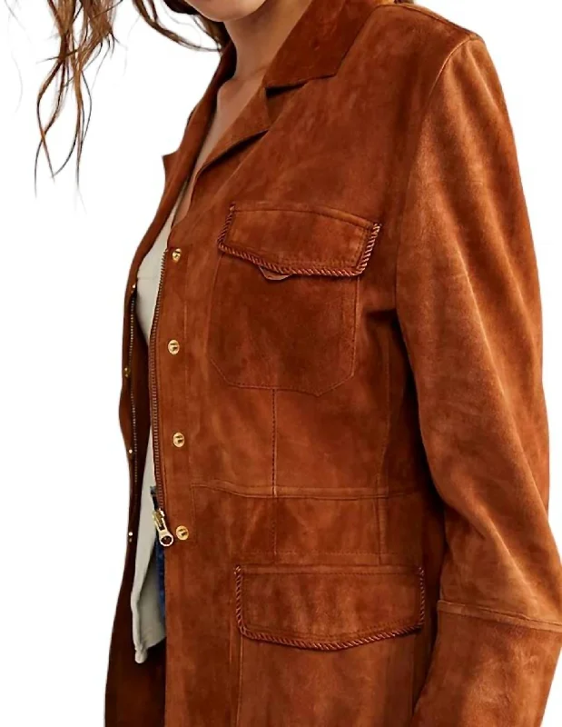 Price Rollback Meryl Washed Suede Jacket In Mustang