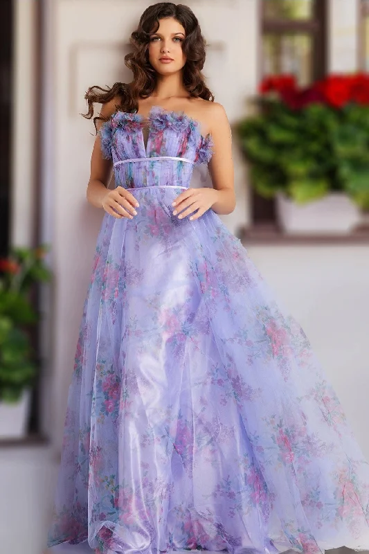 Clearance Sale Jovani 39151 Printed A Line Long Formal Prom Gown